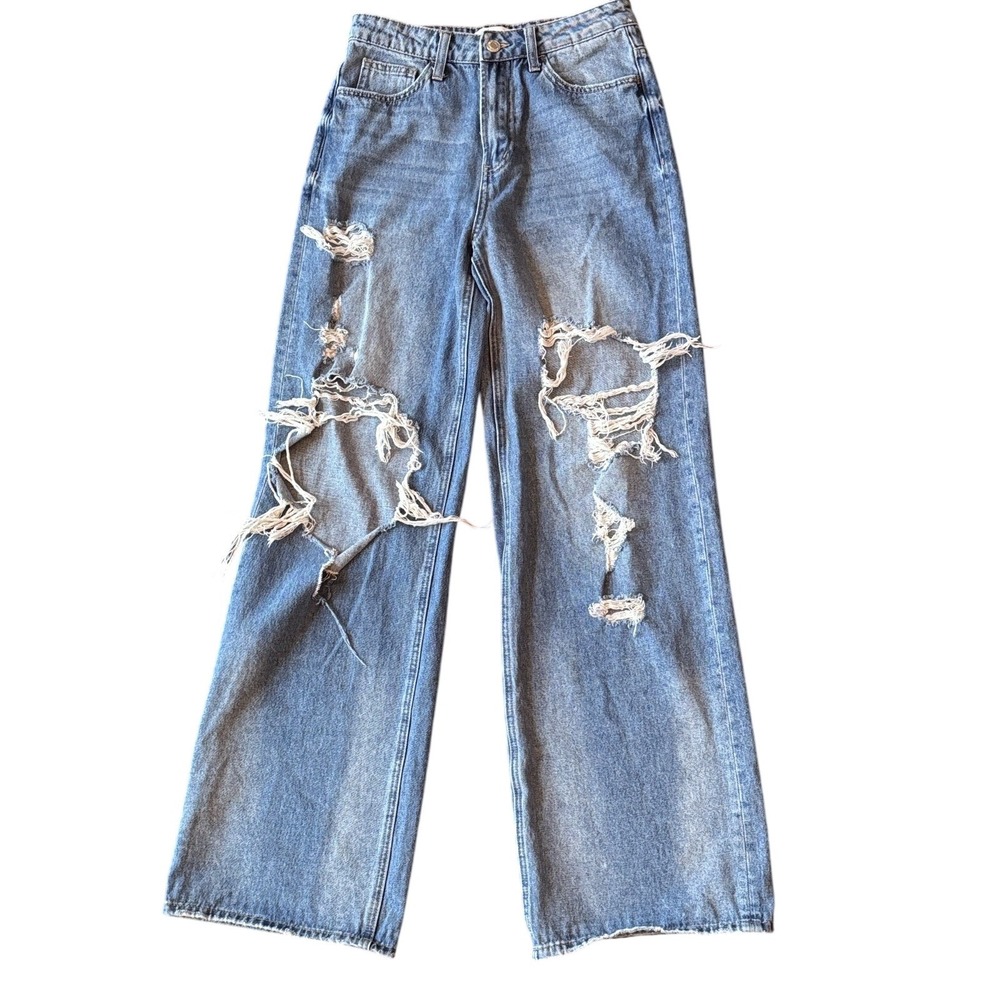 Vervet Los Angeles High Rise Distressed Wide Leg Jeans Blue V2716 Size‎ 26